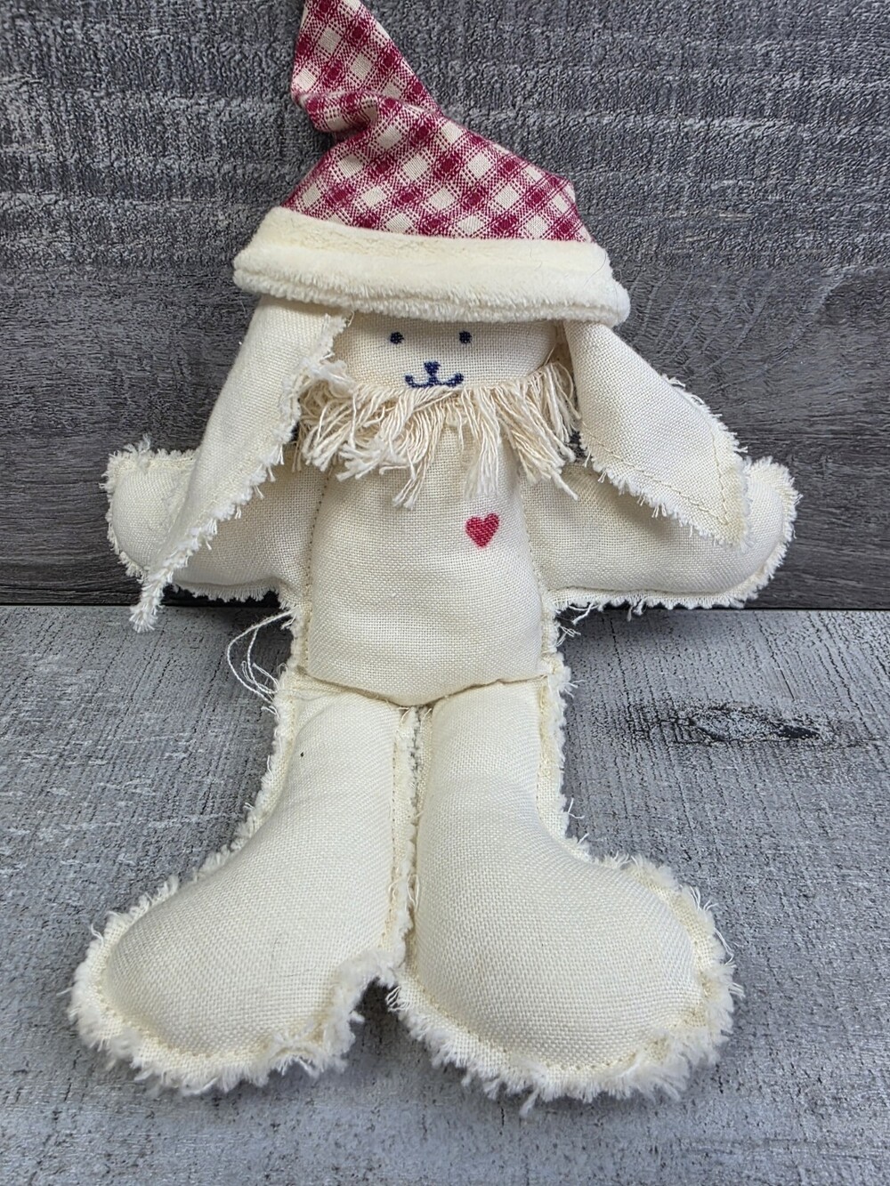 Primitive SantaFabric Doll Lodge Country Christmas Farmhouse Decor 10” g61